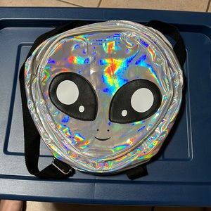 Silver Metallic Alien Bookbag